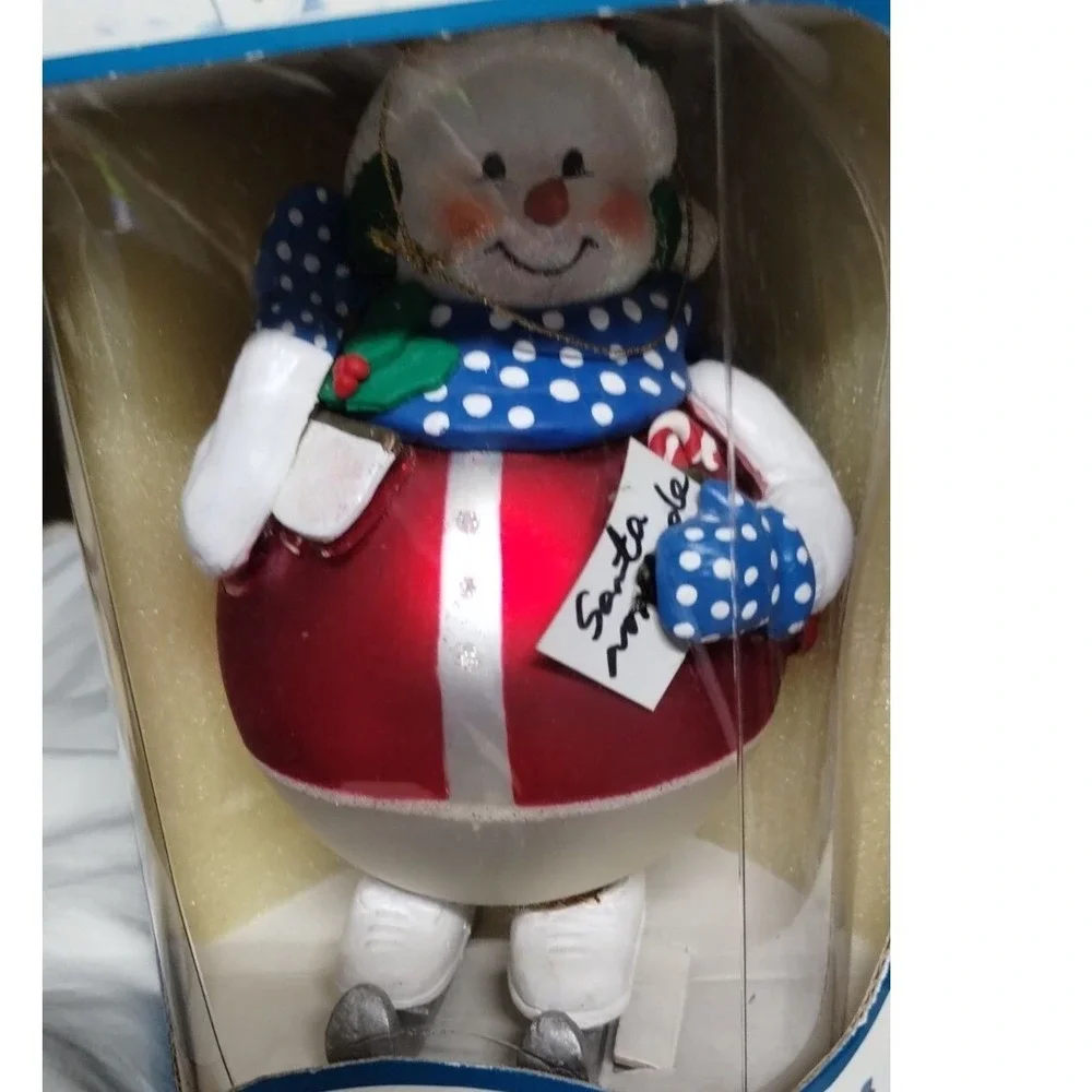 Santa's Best North Pole Snowmen Ornament Skating‎ Snowman Red Blue 1998 NIB